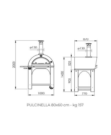 Clementi Pulcinella Wood Fired Pizza Oven 80 x 60cm