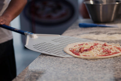 GI Metal Aluminium Rectangular Perforated Pizza Peel - Azzurra Line