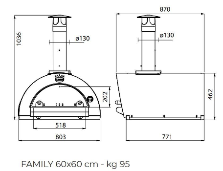 Clementi Family 60 x 60 Wood Fired Pizza Oven