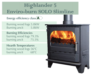 Dunsley Highlander 5  Enviro-burn Stove at denby dale stoves